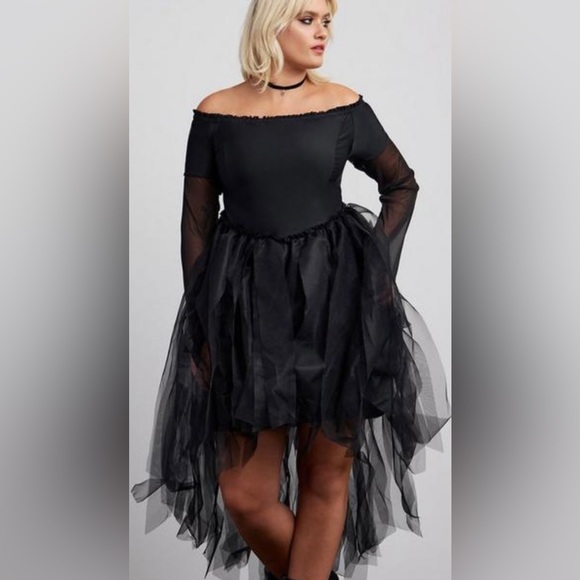 torrid Dresses & Skirts - NWT-Torrid/black Halloween costume hi-low off the shoulder tulle dress size 3X